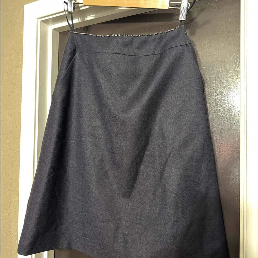 CHANEL Elegant Dark Gray A-Line Skirt